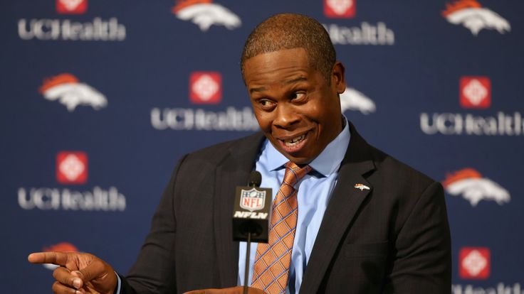 ENGLEWOOD, CO - JANUARY 12:  Vance Josepf addresses the media after being introduced as the Denver Broncos new head coach during  a press conference at the