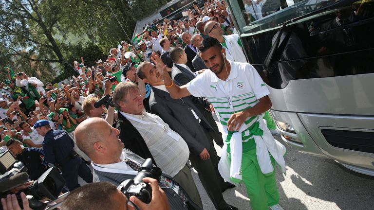 SION, SWITZERLAND - MAY 31: Riyad Mahrez of Algeria leaves the team bus prior to the international friendly match between Algeria and Armenia in 2014