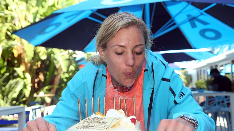 Kerber celebated her 29th birthday with victory over her fellow German Carina Witthoeft at the Australian Open