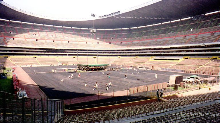 MEXICO CITY, MEXICO - FEBRUARY 18:  General view of the Estadio Azteca in Mexico City, 18 February, 1993, being prepared for next Saturday's fight for the 
