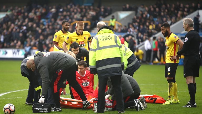 Costel Pantilimon was hurt during Watford's 1-0 weekend defeat to Millwall