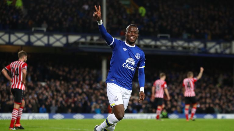 Enner Valencia celebrates after opening the scoring for Everton against Southampton