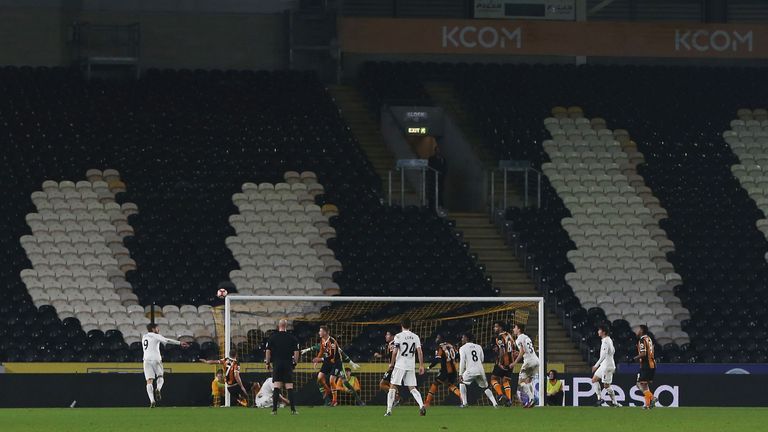Hull's FA Cup tie with Swansea was played out in front of just 6,608 fans as many stayed away in protest at the club's owners