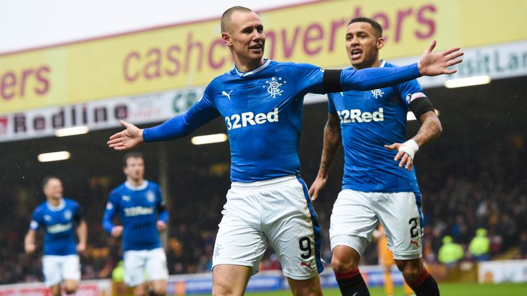 Rangers' Kenny Miller celebrates scoring his ninth goal in 11 appearances against Mothewell