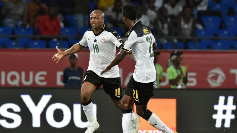 Andre Ayew celebrates Ghana's winner