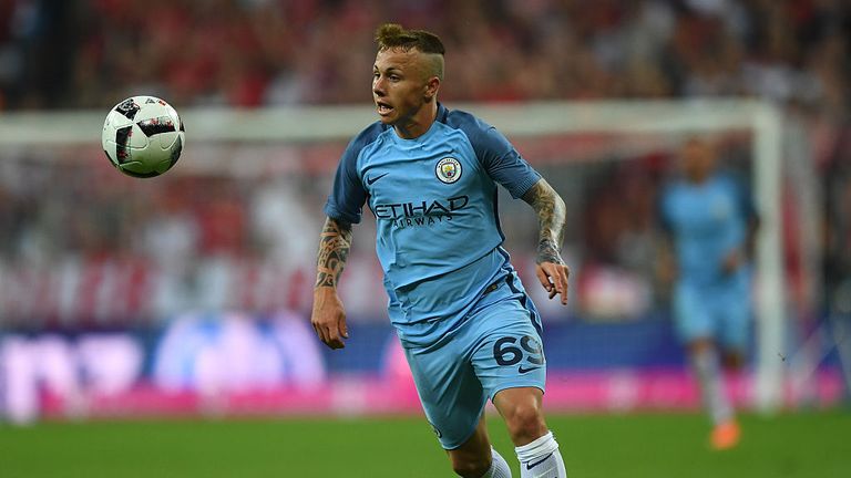 Angelino Tasende of Manchester City in action during the pre season friendly match between FC Bayern Muenchen and Manchester City F.C.