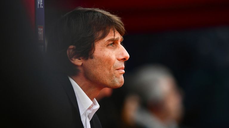 Antonio Conte looks to the action at Selhurst Park