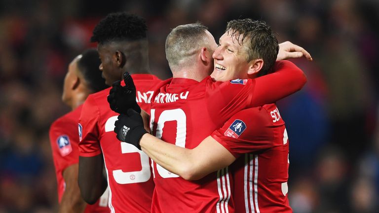 Bastian Schweinsteiger of Manchester United celebrates 