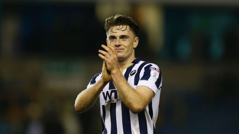 Millwall's English midfielder Ben Thompson applauds supporters after the English FA Cup third round football match between Millwall and Bournemouth at The 