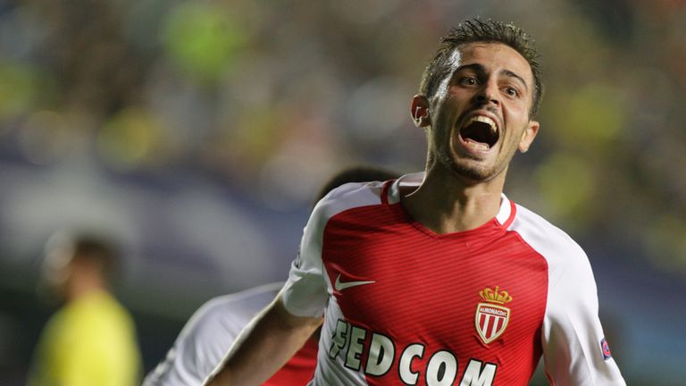  Monaco's Portuguese forward Bernardo Silva celebrate after scoring during the UEFA Champions League first leg play off football match Villarreal CF vs AS 