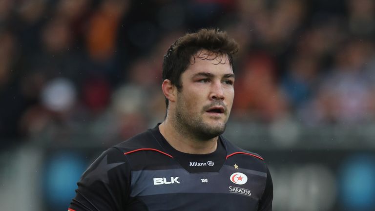 Brad Barritt of Saracens looks on during the Aviva Premiership match between Saracens and Wasps at Allianz Park on October 9 2016