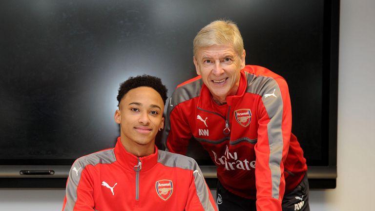 Arsenal unveil new signing Cohen Bramall at London Colney on January 5, 2017 in St Albans, England