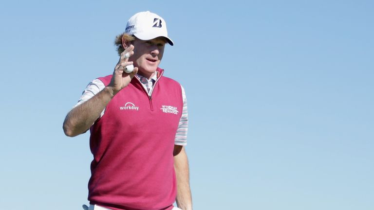 SAN DIEGO, CA - JANUARY 28:  Brandt Snedeker reacts to his putt on the second green during the third round of the Farmers Insurance Open at Torrey Pines So
