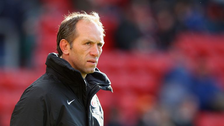 Brendan Venter, the Saracens techical director  looks on during the Aviva Premiership match between Saracens and Leicester