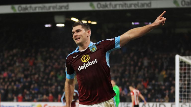 Sam Vokes of Burnley celebrates after scoring in the FA Cup third round replay with Sunderland
