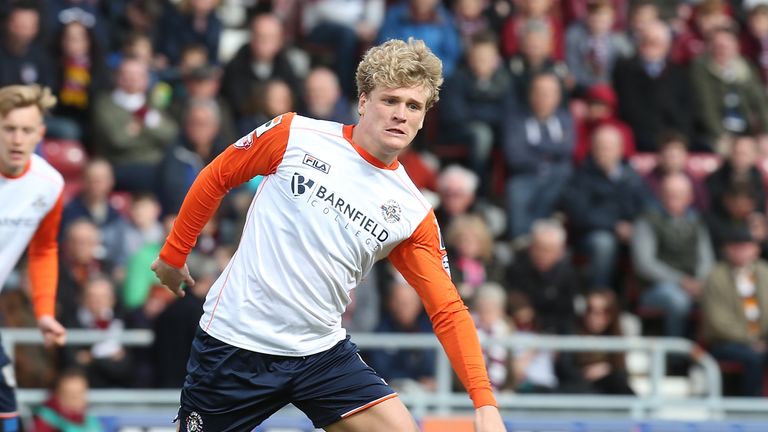 Cameron McGeehan suffered a broken leg playing for Luton against Portsmouth