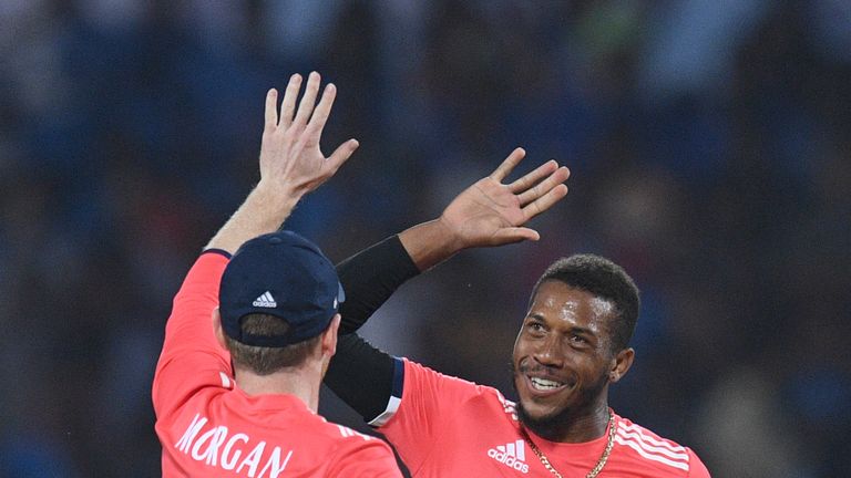 Chris Jordan (R) was in excellent form as England's bowlers impressed again (Credit: AFP)
