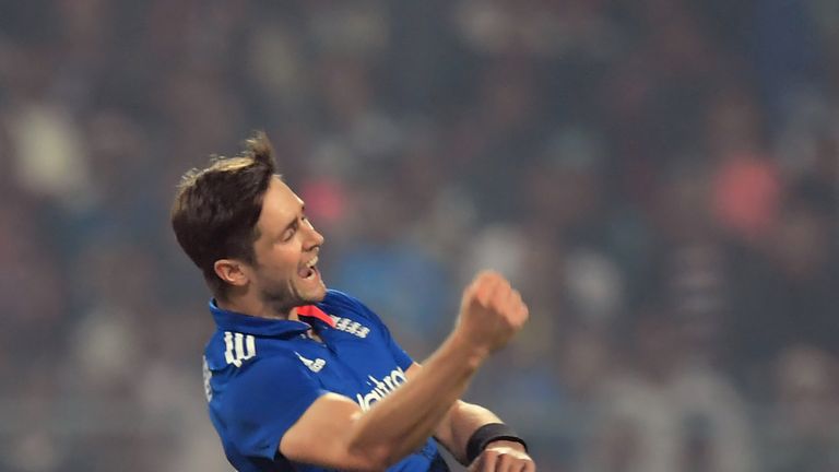 Chris Woakes held his nerve in the final over to see England over the line (Credit: AFP)