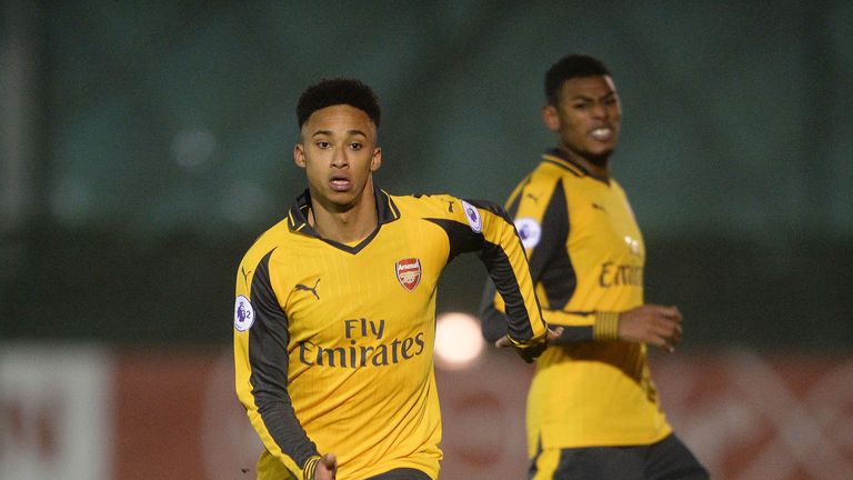 Cohen Bramall in action during the U23 match between Southampton and Arsenal at Staplewood
