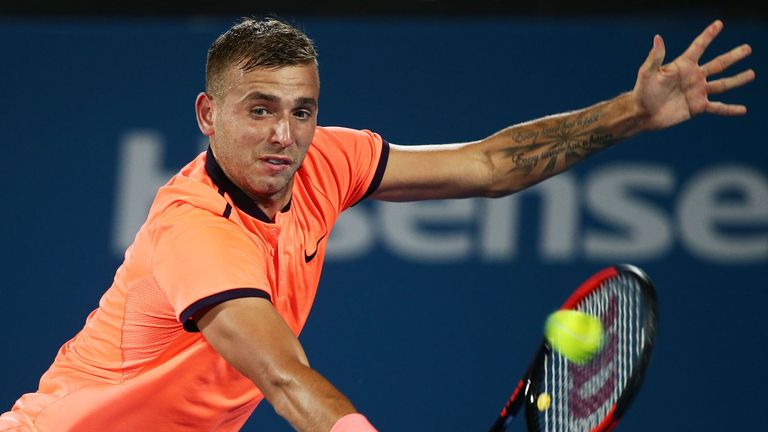 Dan Evans in action in his SF at the Sydney International