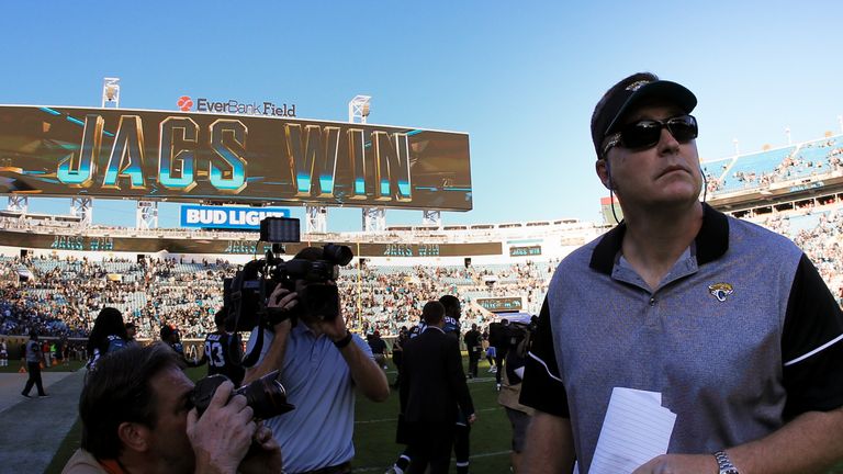 JACKSONVILLE, FL - DECEMBER 24: Interim head coach Doug Marrone of the Jacksonville Jaguars looks on after the game against the Tennessee Titans at EverBan