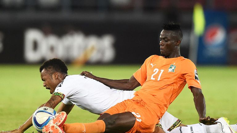 Eric Bailly (21) in action for Ivory Coast against Ghana