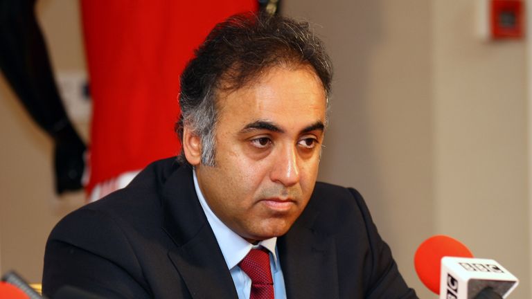 NOTTINGHAM, ENGLAND - APRIL 03: Chairman Fawaz Al Hasawi attends a press conference to unveil Stuart Pearce as the new Nottingham Forest Manager at the Cit