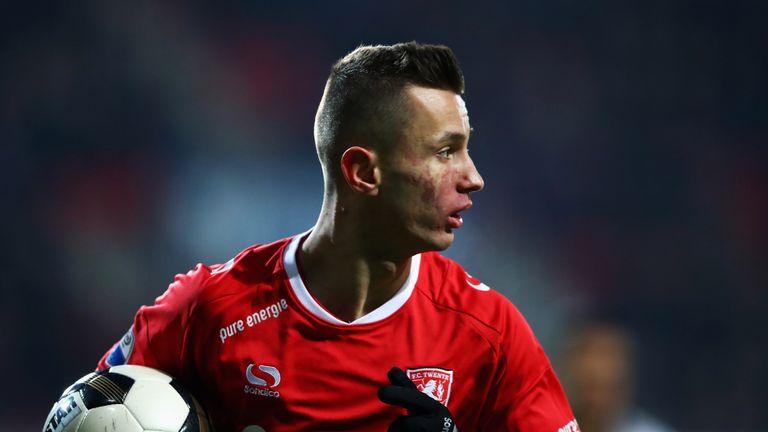 ENSCHEDE, NETHERLANDS - JANUARY 20:  Bersant Celina of FC Twente in action during the Dutch Eredivisie match between FC Twente and Heracles Almelo held at 