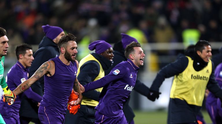 FLORENCE, ITALY - JANUARY 15: Federico Bernardeschi of ACF Fiorentina celebrates the victory during the Serie A match between ACF Fiorentina and Juventus F