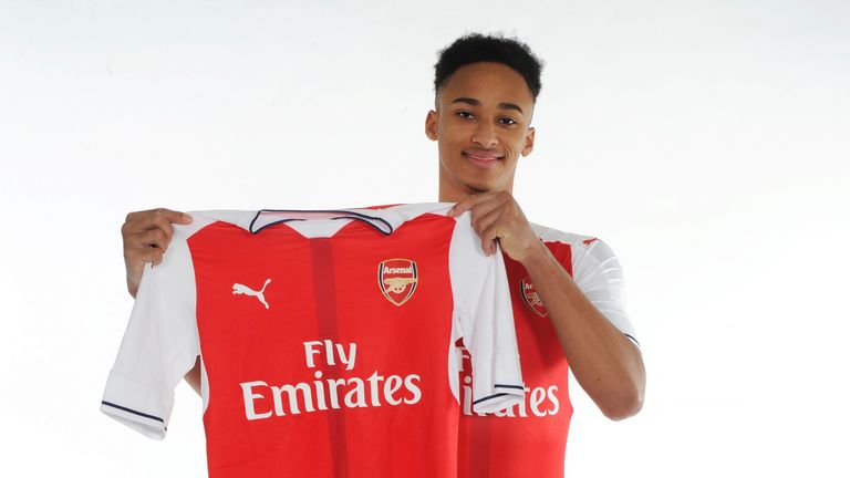Arsenal unveil new signing Cohen Bramall at the London Colney training ground