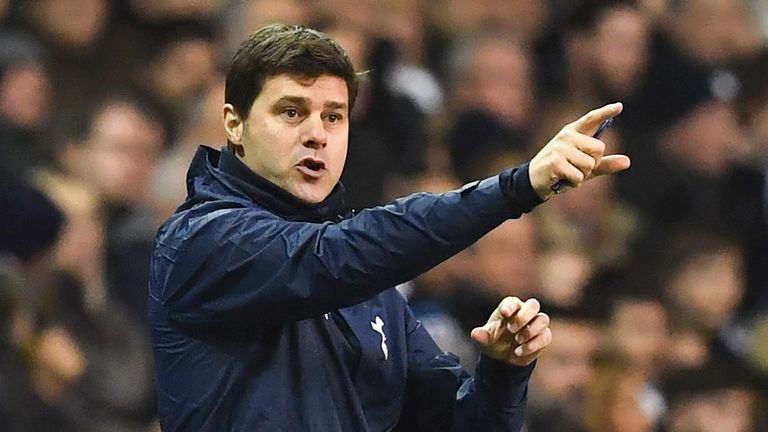 Mauricio Pochettino gestures on the touchline during the English FA Cup third round football match between Tottenham Hotspur and Aston Villa