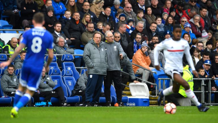 Cardiff manager Neil Warnock assesses the action 