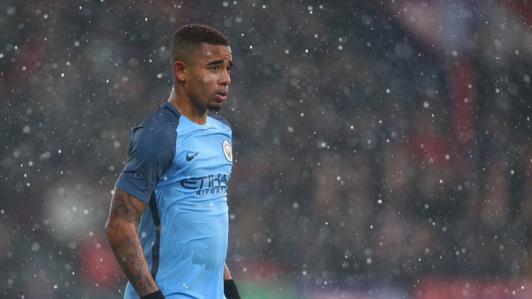 LONDON, ENGLAND - JANUARY 28: Gabriel Jesus of Manchester City looks on during the Emirates FA Cup Fourth Round match between Crystal Palace and Manchester