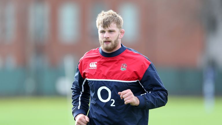 LONDON, ENGLAND - FEBRUARY 17:  George Kruis looks on during the England training session at Latymer Upper School on February 17, 2016 in London, England. 
