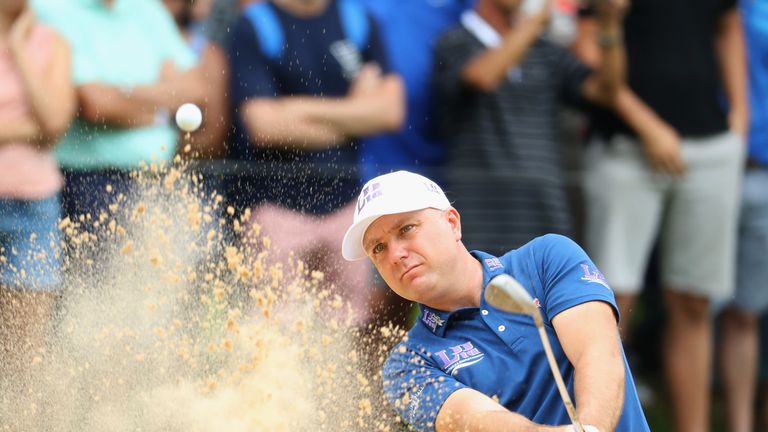 JOHANNESBURG, SOUTH AFRICA - JANUARY 15:  Graeme Storm of England plays out of the seventh greenside bunker during the final round of the BMW South African