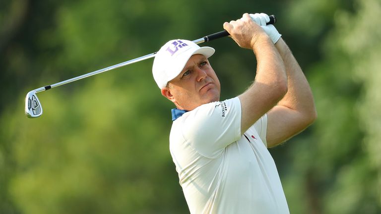 JOHANNESBURG, SOUTH AFRICA - JANUARY 13:  Graeme Storm of England hits his second shot on the 10th hole during day two of The BMW South African Open Champi