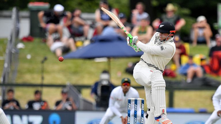 New Zealand's Henry Nicholls bats during day two of the second Test against Bangladesh in Christchurch