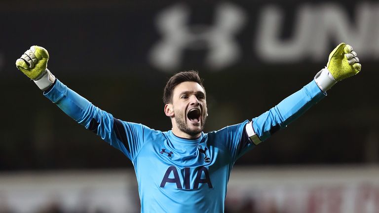 Hugo Lloris celebrates Tottenham's opening goal