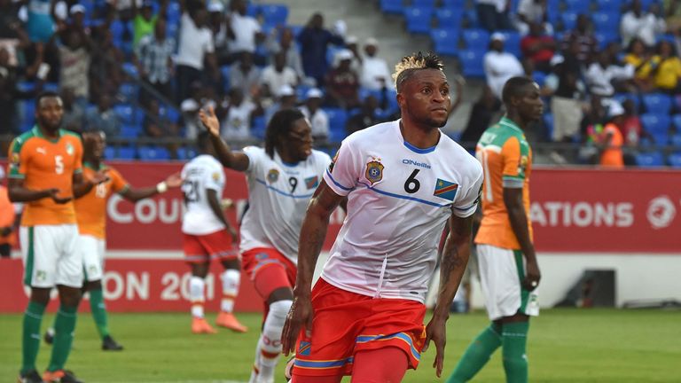 Democratic Republic of the Congo's forward Junior Kabananga celebrates after scoring 