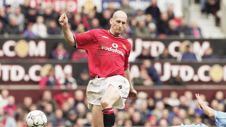 Reading boss Jaap Stam playing for Manchester United in 2001