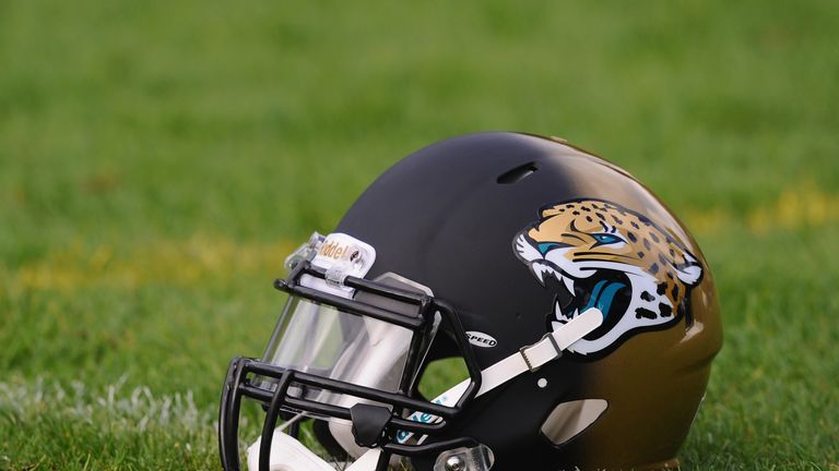 BAGSHOT, ENGLAND - OCTOBER 25:  The Jacksonville Jaguars logo visible during a training session at Pennyhill Park Hotel ahead of Sunday's NFL match at Wemb