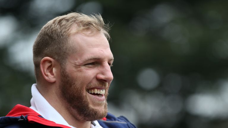 BAGSHOT, ENGLAND - MARCH 16:  James Haskell faces the media during the England media session held at Pennyhill Park on March 16, 2016 in Bagshot, England. 