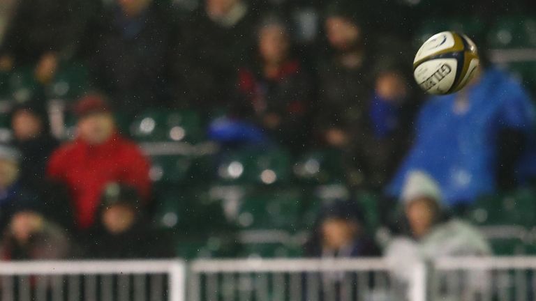 James Hook of Gloucester converts a try to bring the scores level at 17-17  during the Anglo Welsh Cup match between Bath and Gloucester