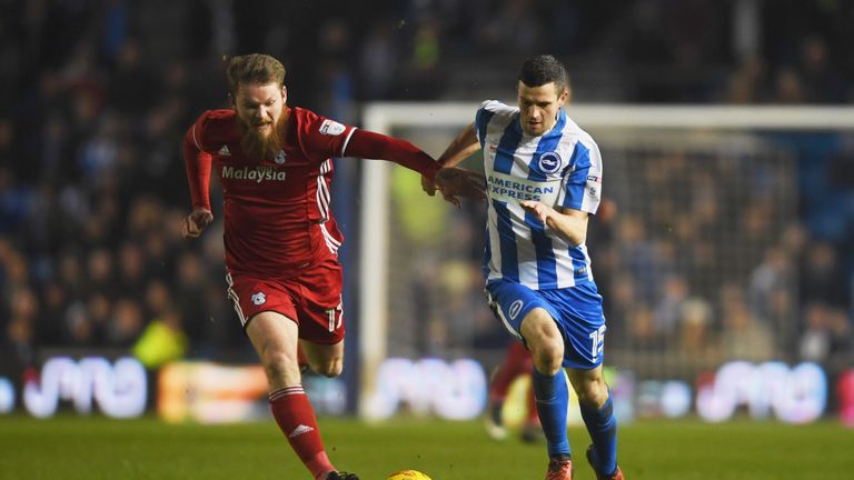 Jamie Murphy is chased by Aron Gunnarsson 