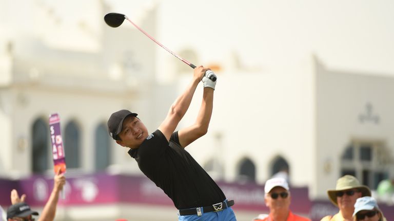 DOHA, QATAR - JANUARY 29:  Jeunghun Wang of South Korea hits his tee shot on the first hole during the fourth round of the Commercial Bank Qatar Masters at