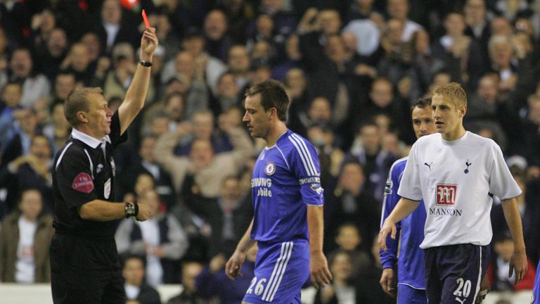 Chelsea's John Terry is shown a red card at White Hart Lane in 2006