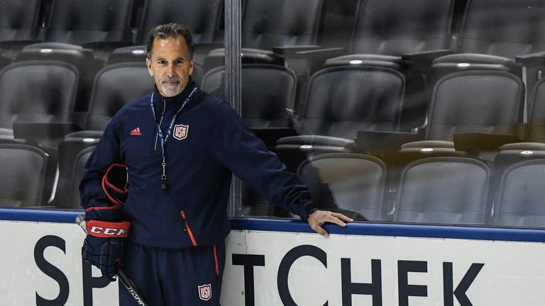 Head coach of Team USA John Tortorella looks on during practice at the World Cup of Hockey 2016