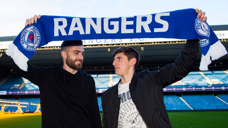 Rangers' two January arrivals - Jon Toral (left) and Emerson Hyndman - pictured at Ibrox