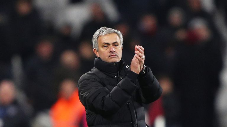 Jose Mourinho celebrates the 2-0 win over West Ham