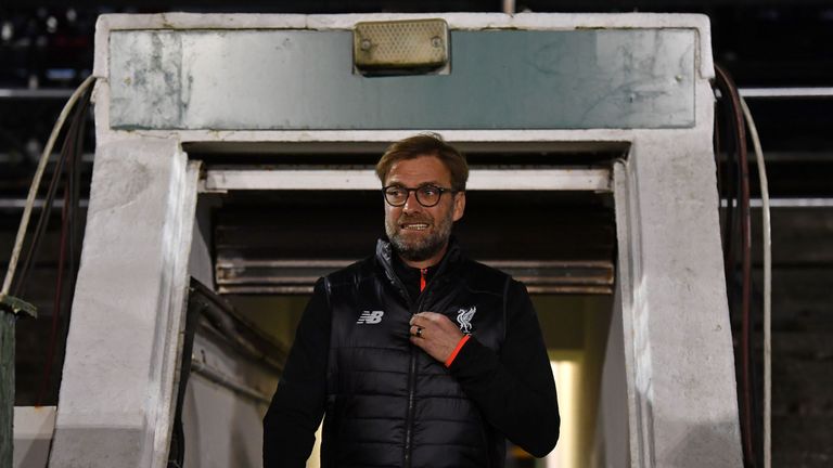 Liverpool's German manager Jurgen Klopp arrives for the warm up ahead of the English FA Cup third round replay football match between Plymouth Argyle and L